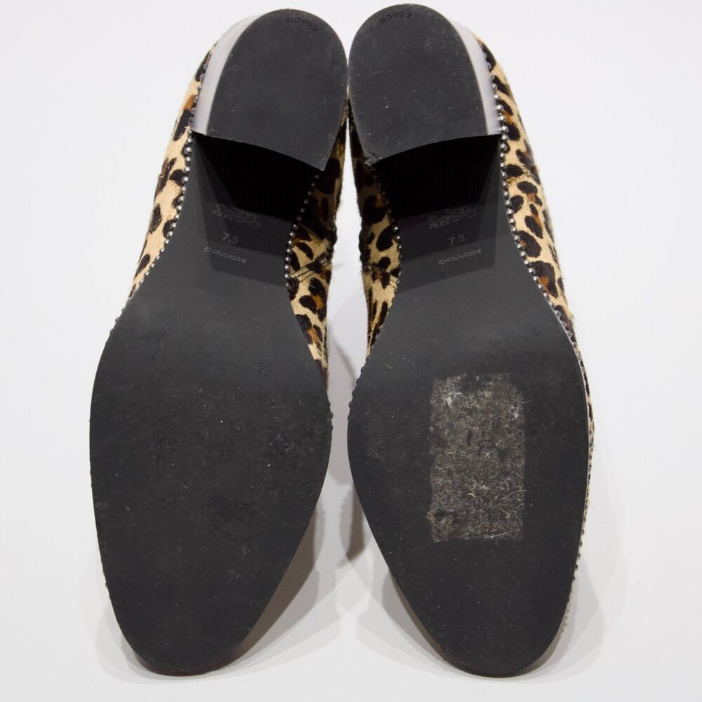 Coach Drea Leopard Print Calf Hair Leather Heeled Bootie Women 7.5B Minimal Wear - Picture 14 of 16
